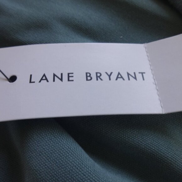 Lane Bryant Green puff sleeve midi dress size 20, tuck detail, lined Boho, NWT - Picture 4 of 16